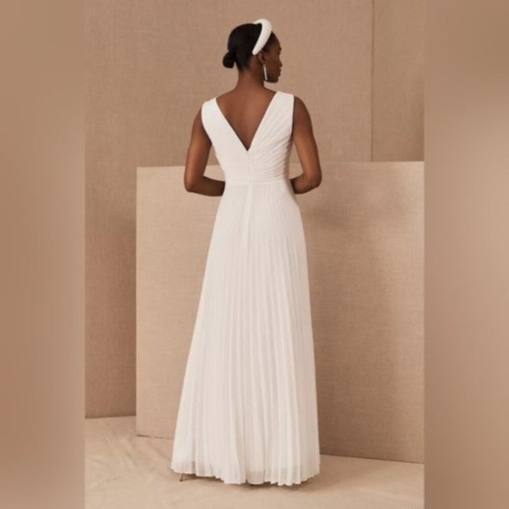 Anthropologie | BHLDN Badgley Mischka Sloan Dress Accordion Pleat Wedding Gown 0 - Picture 10 of 16